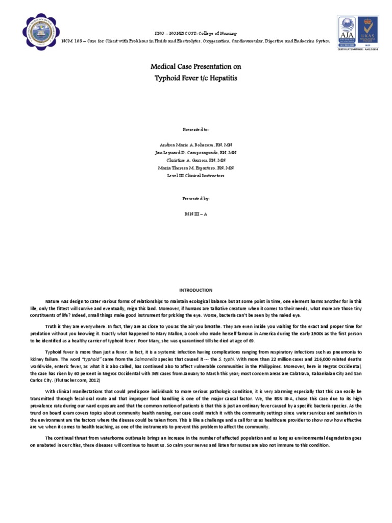 Typhoid Fever | PDF | Small Intestine | Stomach