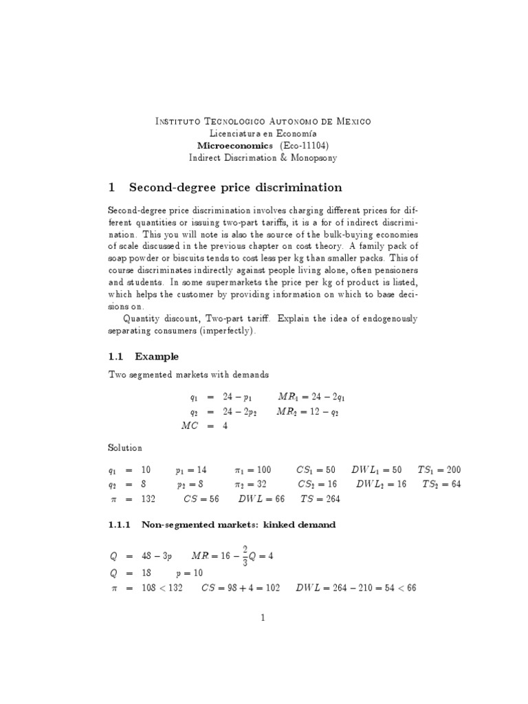 Two Part Tariff Example PDF Monopoly Labour Economics