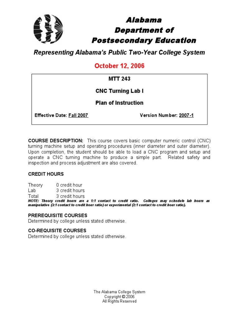 MTT 243 CNC Turning Lab I | PDF | Competence (Human Resources ...