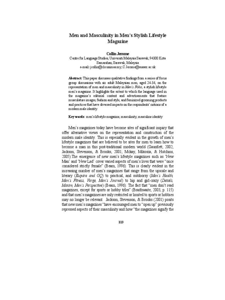 Men and Masculinity PDF Masculinity Femininity