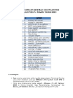 Daftar Peserta Pendidikan Dan Pelatihan Jurnalistik LPM Novum Tahun 2013