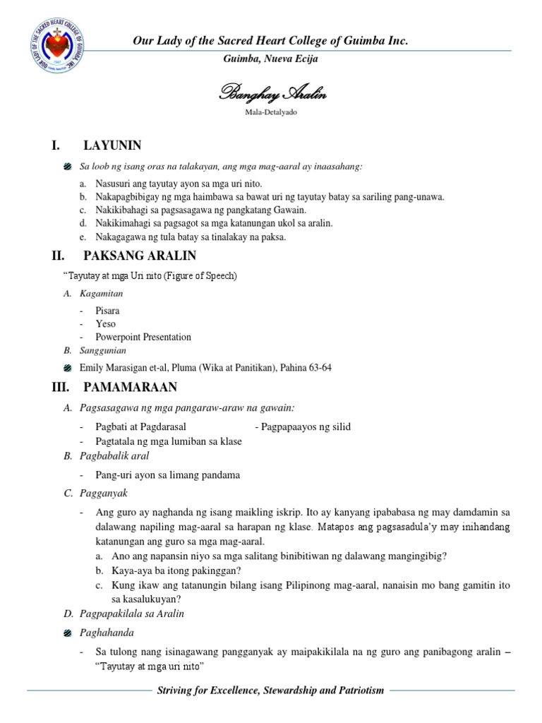 Semi Detailed Lesson Plan In Filipino Grade 3 Pandiwa