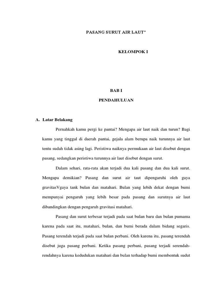 Pasang Surut Air Laut