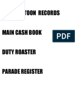 Platoon Records Main Cash Book Duty Roaster Parade Register