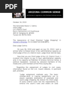 Letter To U.S. District Court (Arizona) Judge Raner Collins Regarding Court Directed "Judge Shopping"