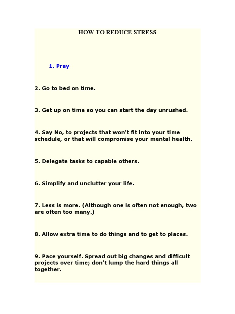 How To Reduce Stress | PDF | Stress (Psychological) | People
