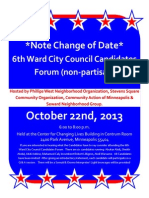October 22nd Ward 6 Candidate Forum Flyer!