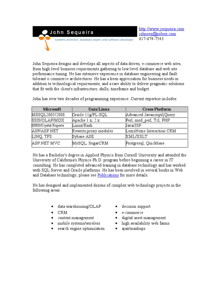 Resume | PDF | Microsoft Sql Server | Websites