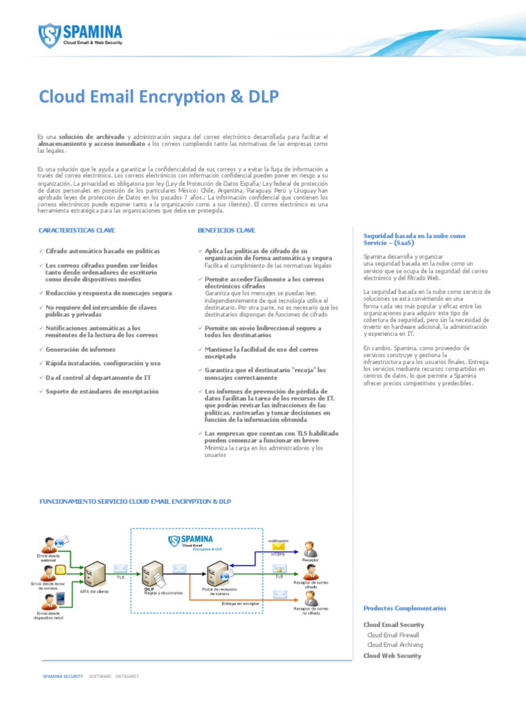 Datasheet Cloud Email Encryption&DLP | PDF | Plataforma como servicio ...