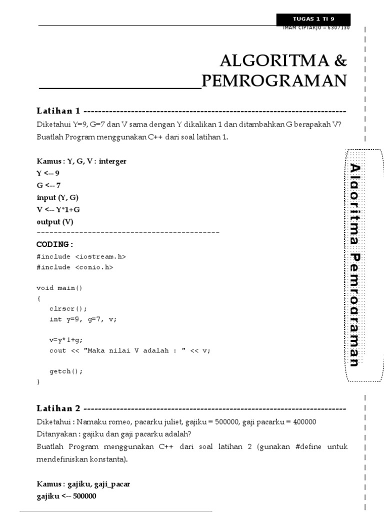 Algoritma Dan Pemrograman - Latihan 01-11 (WWW - Alonearea.com) | PDF