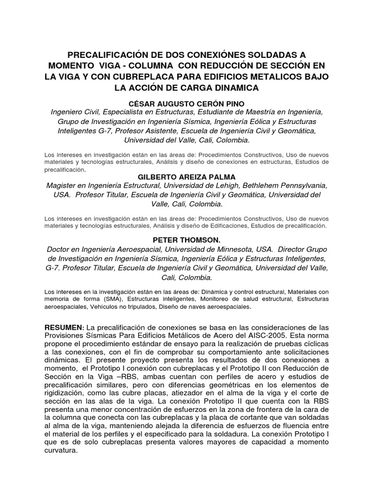 Conexion RBS | PDF | Método de elementos finitos | Adquisición de datos
