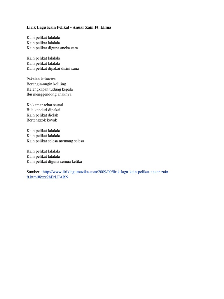 Lirik Lagu Kain Pelikat Tetap tidak dapat menemukan lirik yang anda cari. lirik lagu kain pelikat