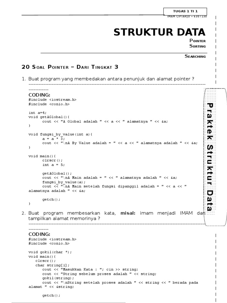 Struktur Data 50 Soal Pointer Sorting Dan Searching Isi Www Alonearea Com