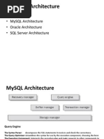 Database Architecture: - Mysql Architecture - Oracle Architecture - SQL Server Architecture