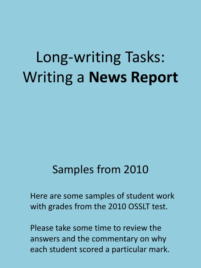 OSSLT Writing A News Report PDF