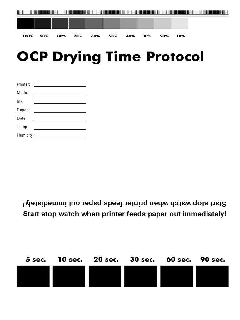 OCP Drying Time Protocol for Printers | PDF | Home & Garden