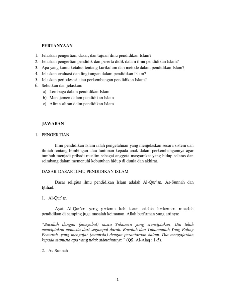 Tugas Ilmu Pendidikan Islam Pdf