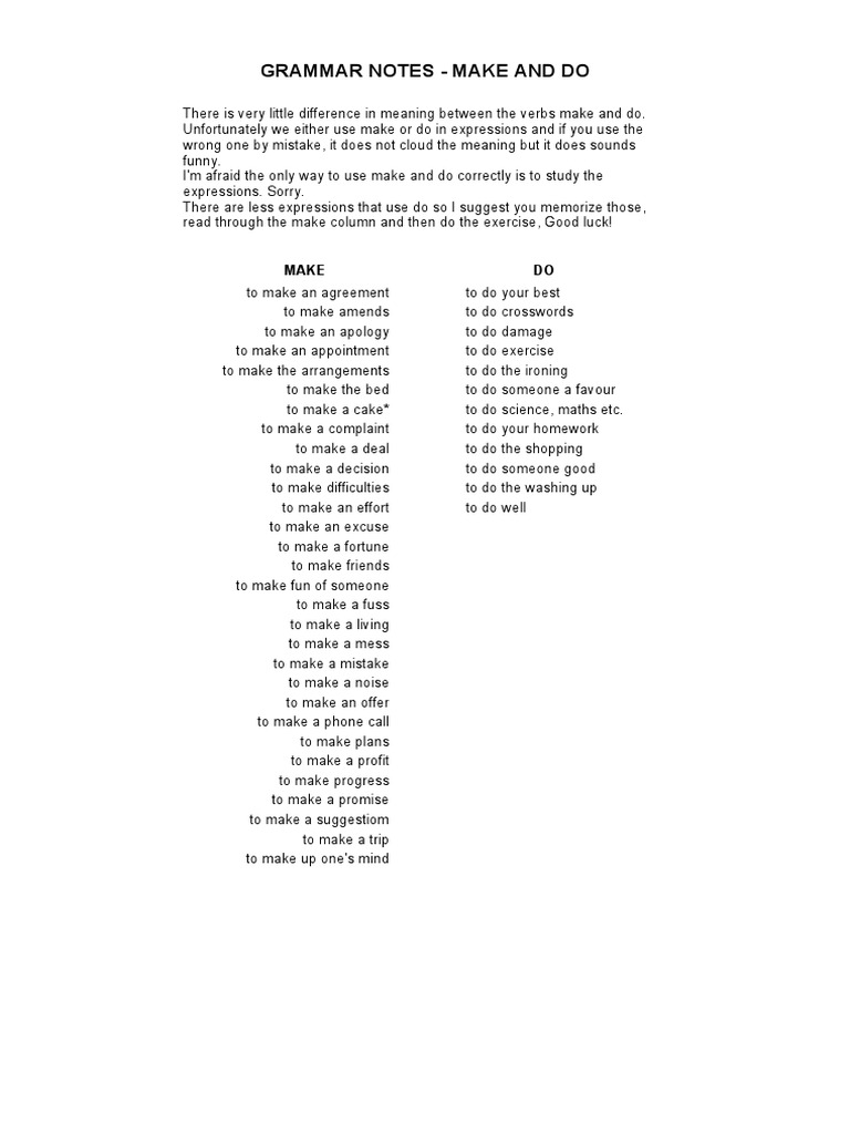 Make and do exercises pdf
