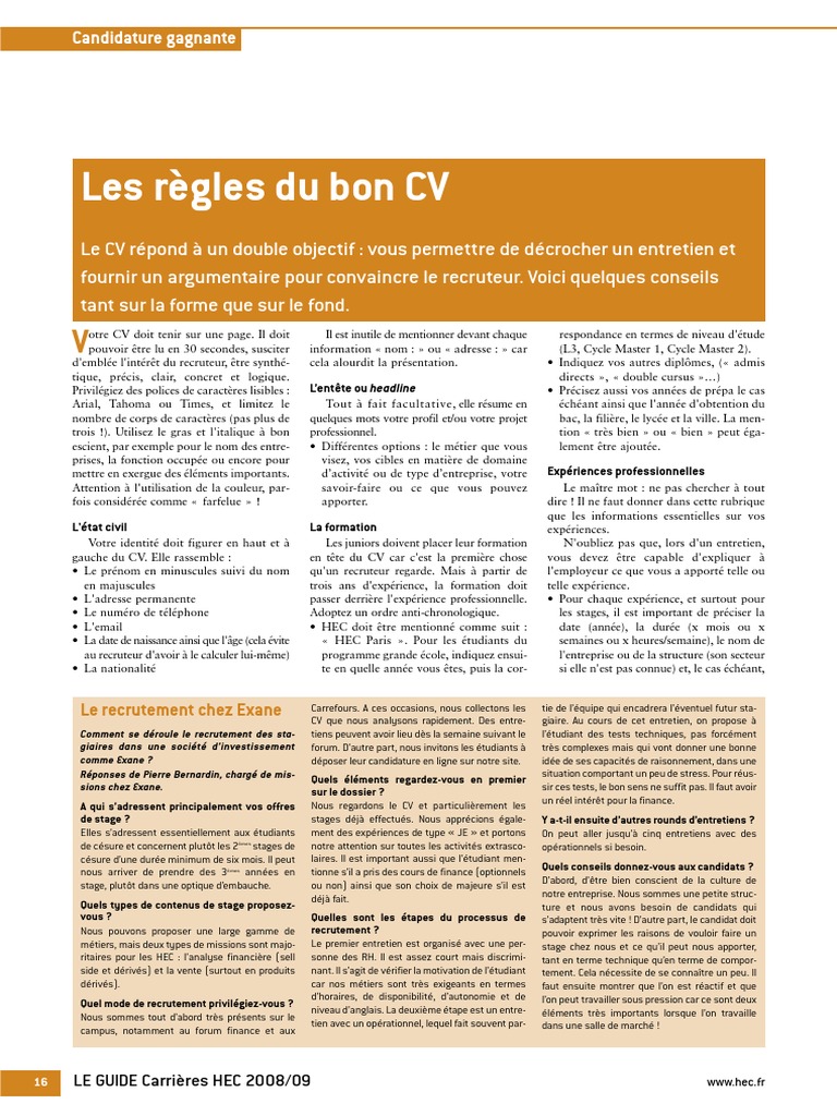 Règles essentielles pour un CV efficace | PDF