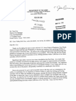 USArmy Corps of Engineers Letter Regarding Potential Catastrophic Dam Failure February 25, 2011 (2 Pages)