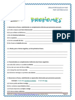 Pronomes - Exercícios Pron. Pessoais + Verbos