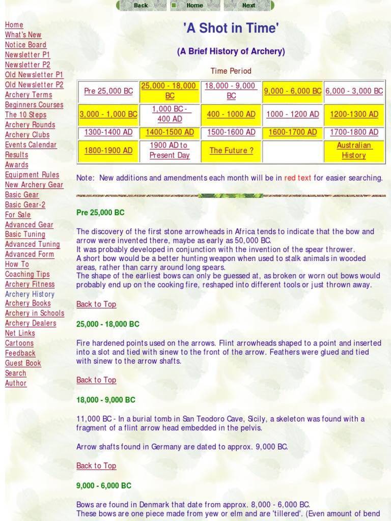 A Shot in Time A Brief History of Archery PDF Archery Bow And Arrow