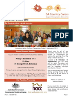 Newsletter. October 2013 - SA Country Carers