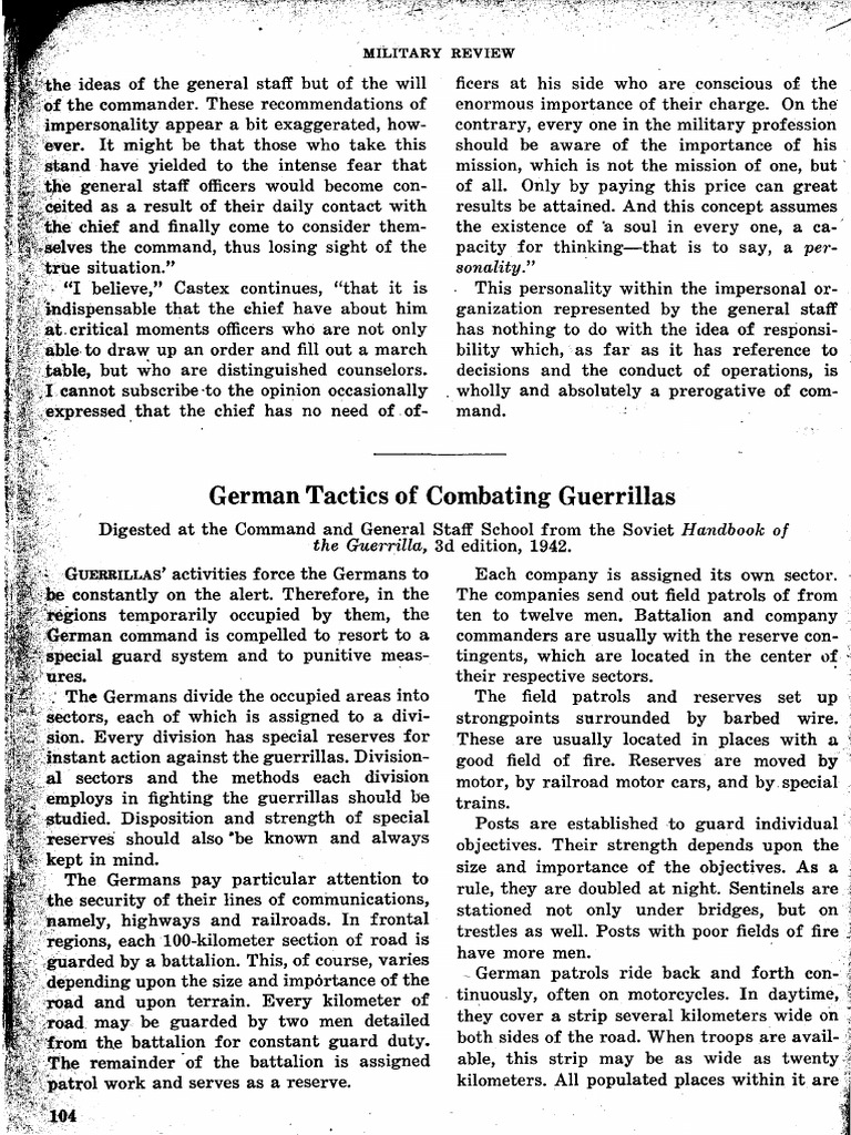 German Tactics of Combating Guerrillas | PDF | Cavalry | Reconnaissance
