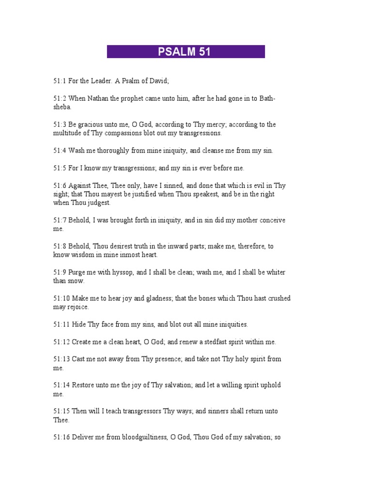 Psalm 51 | PDF | Sin | Religious Behaviour And Experience