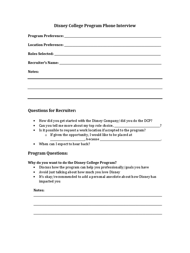 Disney College Program Interview Guide | PDF