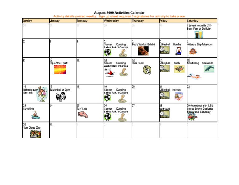 August 2009 Cal | PDF