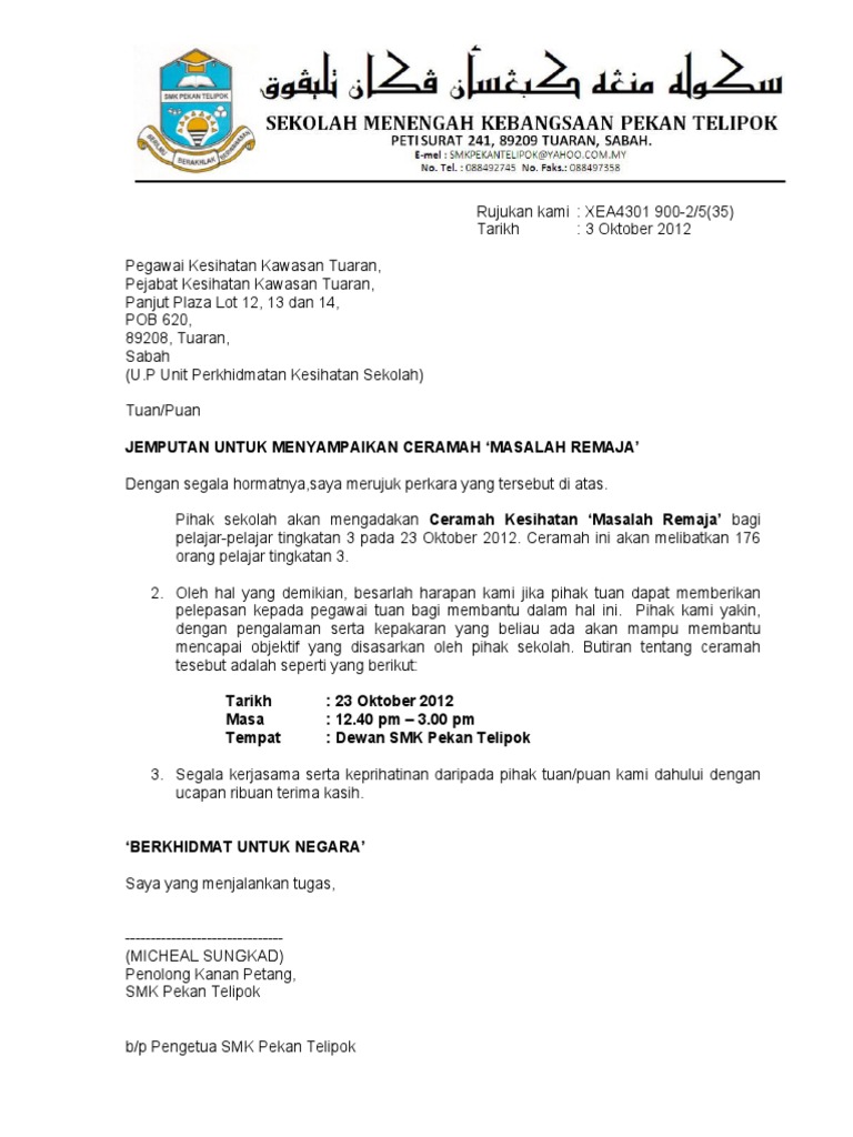 Surat Jemputan Kkia Tuaran