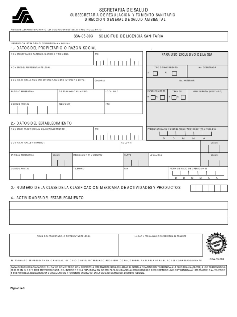 Solicitud De Licencia Sanitaria Pdf Pesticida Agricultura