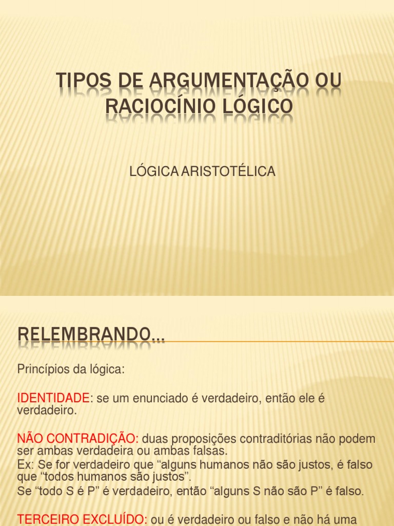 Tipos de argumentação e raciocínio lógico: dedução, indução, analogia e ...