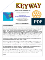Rotary Club of Queanbeyan Inc: 23 October 2013 Edition Presidents Report
