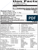 Nutrition Facts for 1 Egg (50g