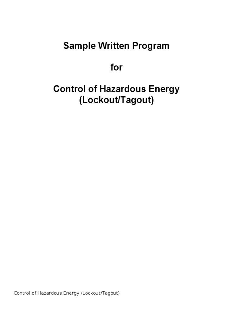 Lockout/Tagout Program Template | PDF | Safety | Engineering