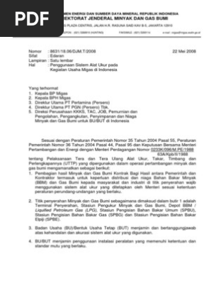 Surat Edaran Dirjen Migas 22 Mei 2008