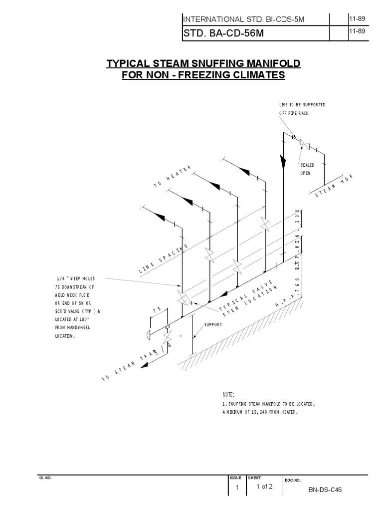 Typical Steam Snuffing Manifold For Non Freezing Climates STD. BACD