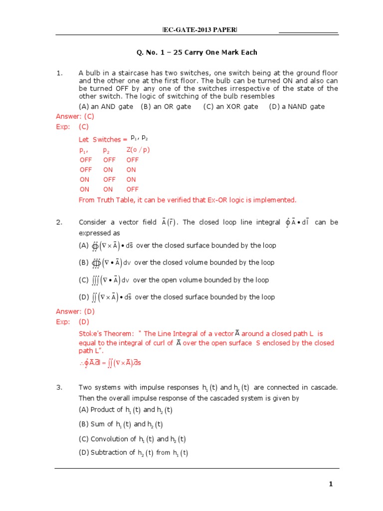 EC-GATE 2013 Exam Questions and Answers | PDF