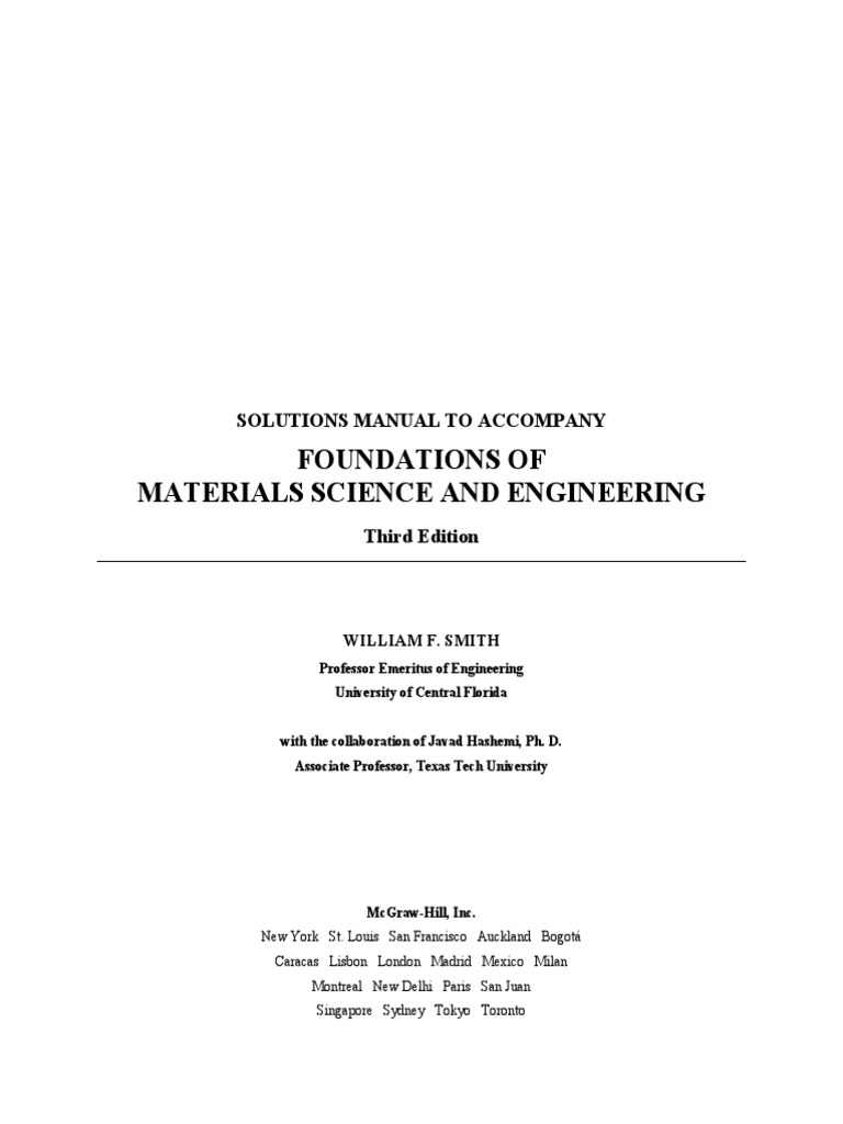 Foundations of Materials Science and Engineering: Solutions Manual To ...