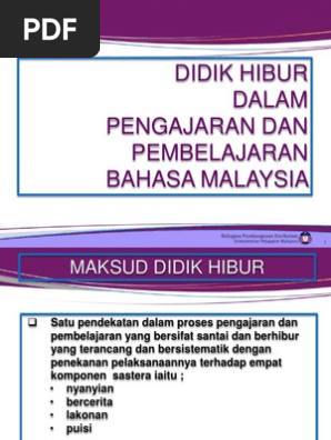 Didik Hibur Dalam Pengajaran Dan Pembelajaran Pdf