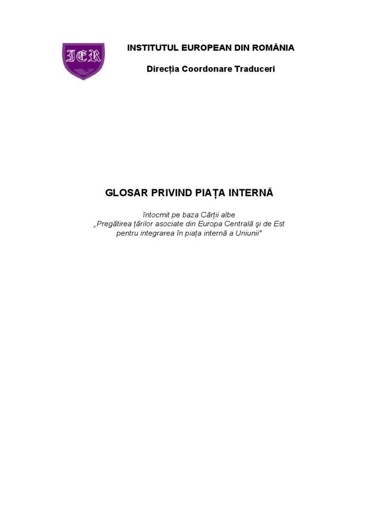 Glosar Privind Piata Interna Ro En Fr Doc Trips Agreement