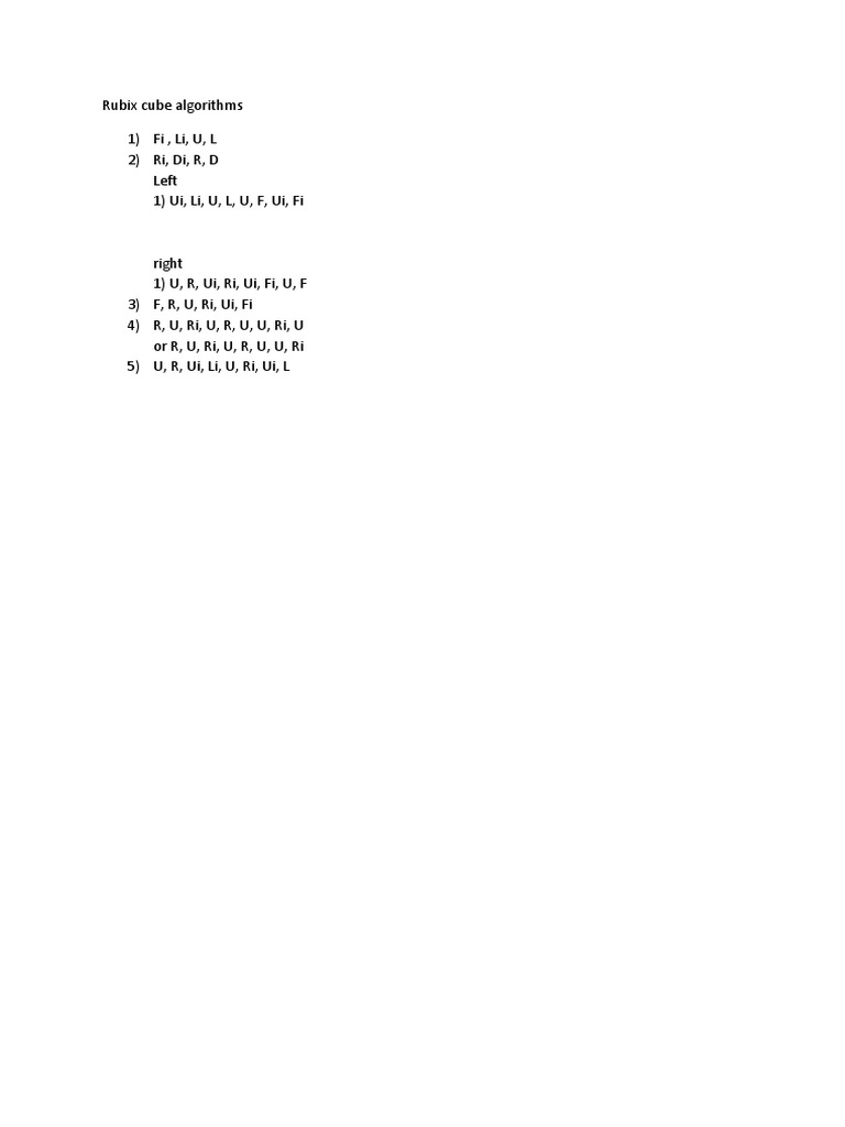Rubik's Cube Algorithm Guide | PDF