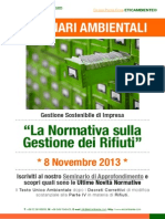 Dr.ssa Paola Fiore ETICAMBIENTE® Seminario Ambientale - La Normativa sulla Gestione dei Rifiuti 8 Novembre 2013