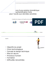 Mise en Œuvre D'une Solution Biométrique D'authentification Forte Pour L'accès Aux Données Sensibles