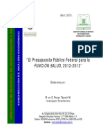 Presupuesto Publico Federal Para La Funcion Salud 2012-2013