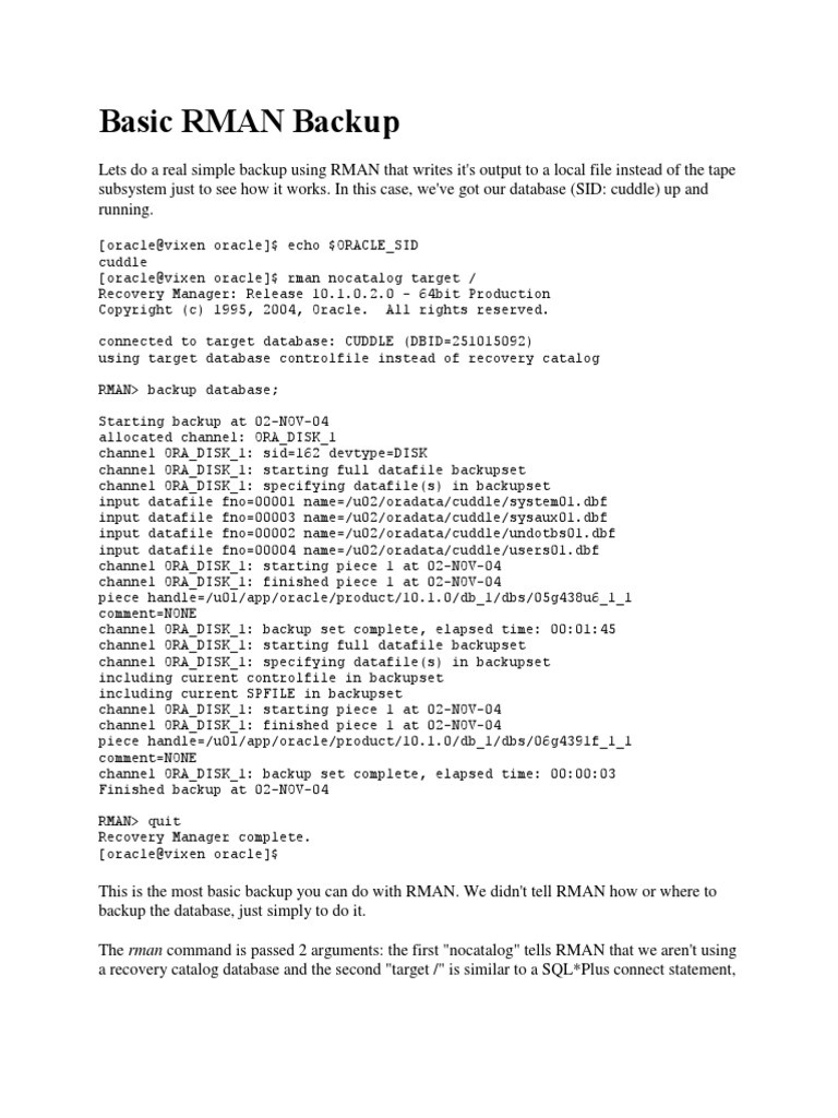Rman Backup Backupset Example , How to Backup Oracle Database using ...