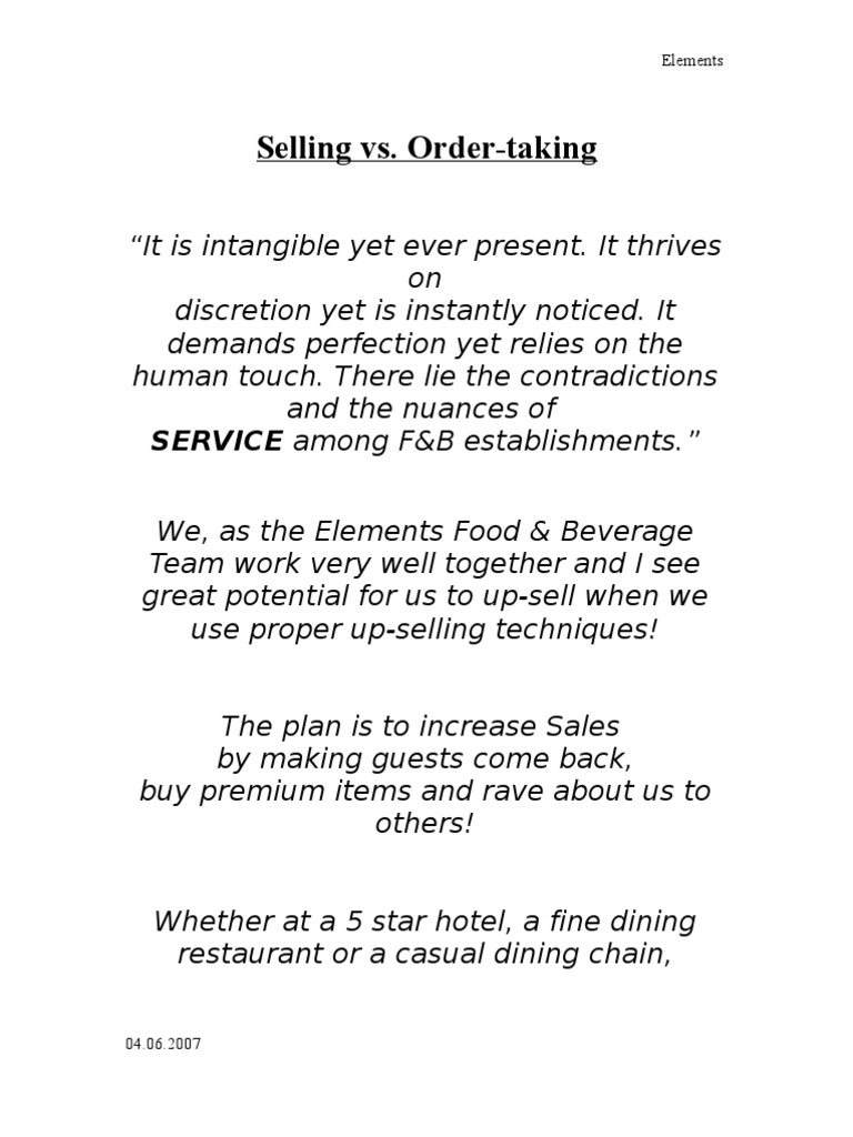 Effective Up-Selling Techniques in F&B | PDF | Wine | Fermented Drinks