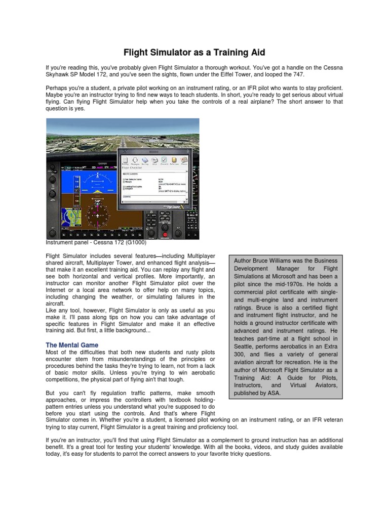 Flight Simulator As A Training Aid | PDF